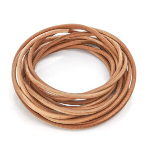 Corde Cordon Laniere Cuir Veritable Marron Cafe Et Beige 5x2mm